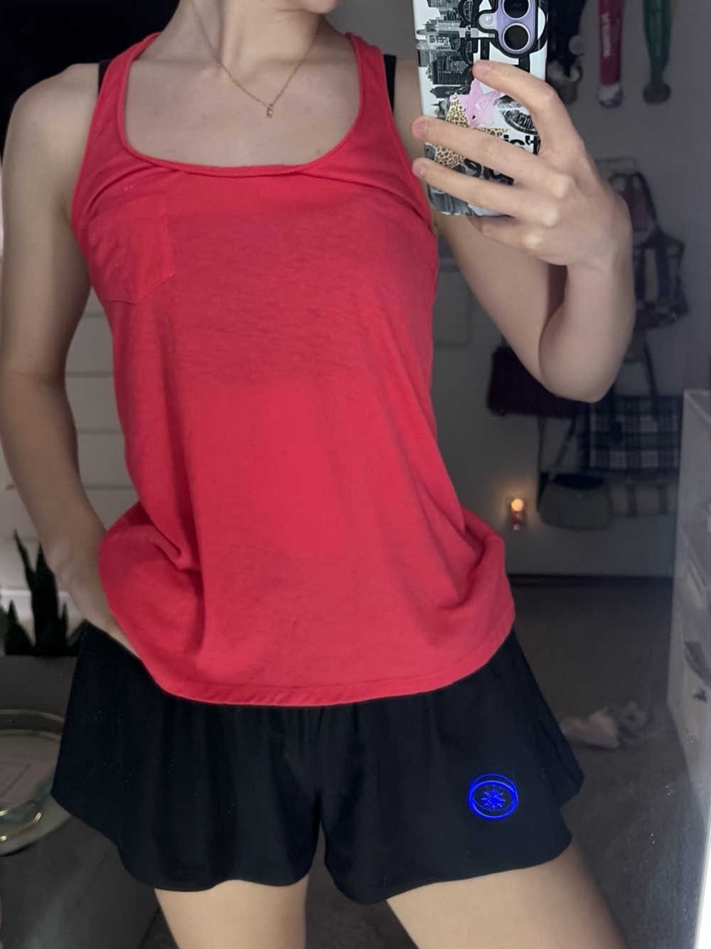 American Eagle Outfitters Coral Scoop Tank with Pocket